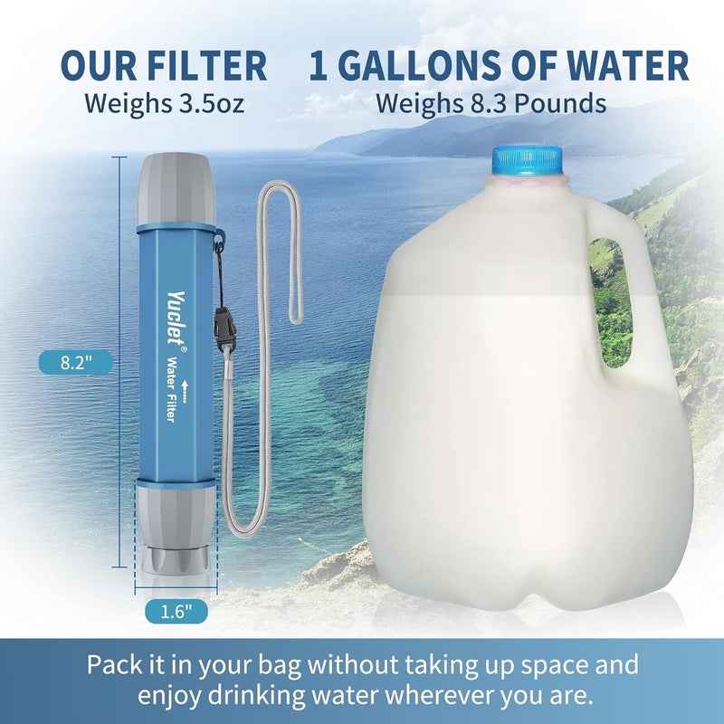 Yuclet 2 Pack Water Filter Straw for Drinking Survival, Personal Straws for Purifying Water, Water Purification Straw Water Purifier Survival Gear and Supplies for Hiking, Camping, Travel, and Emergency - Image 3